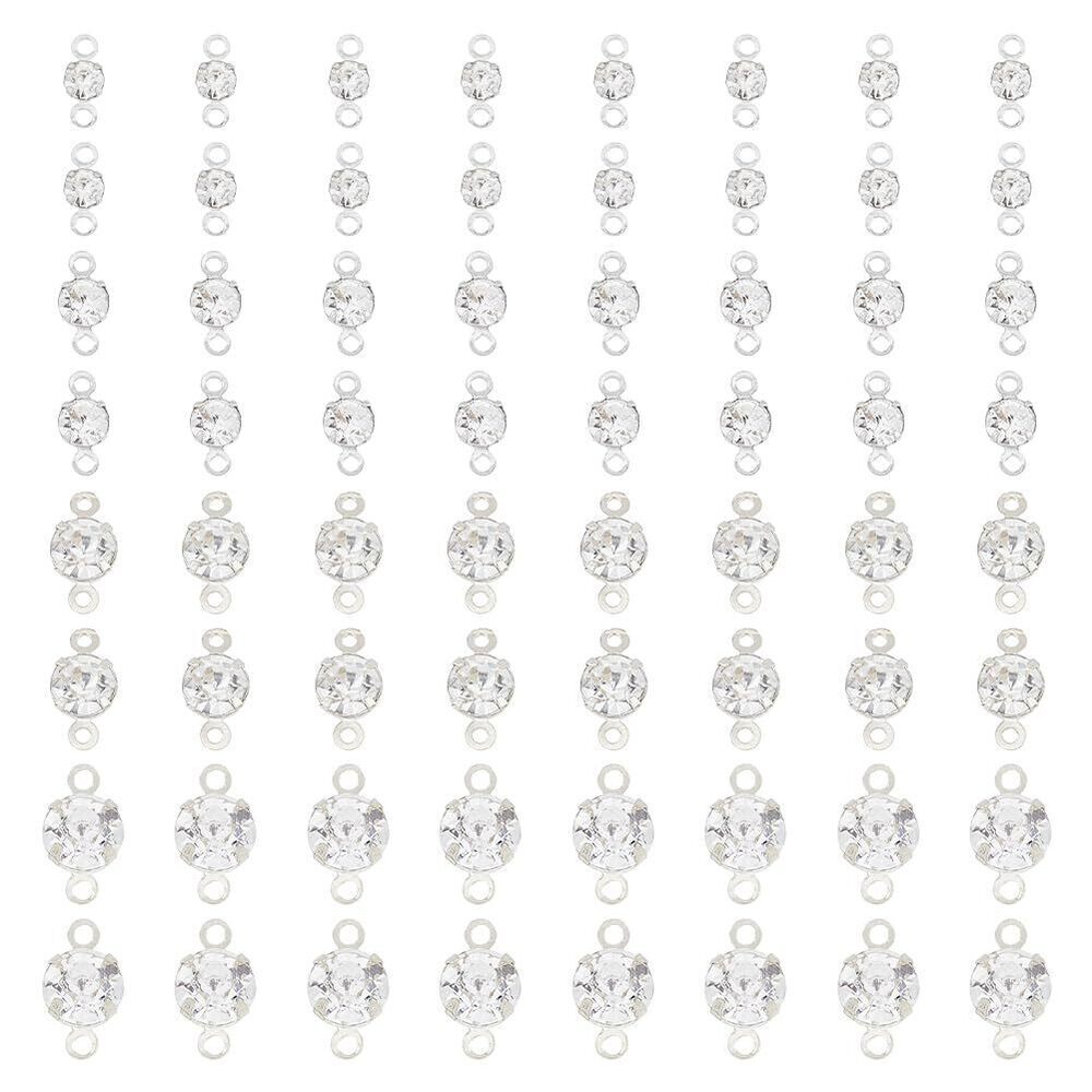 4212 200Pcs 4 Styles Rhinestone Connectors Cubic Zirconia Links Bracelet